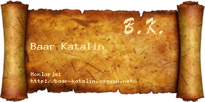 Baar Katalin névjegykártya